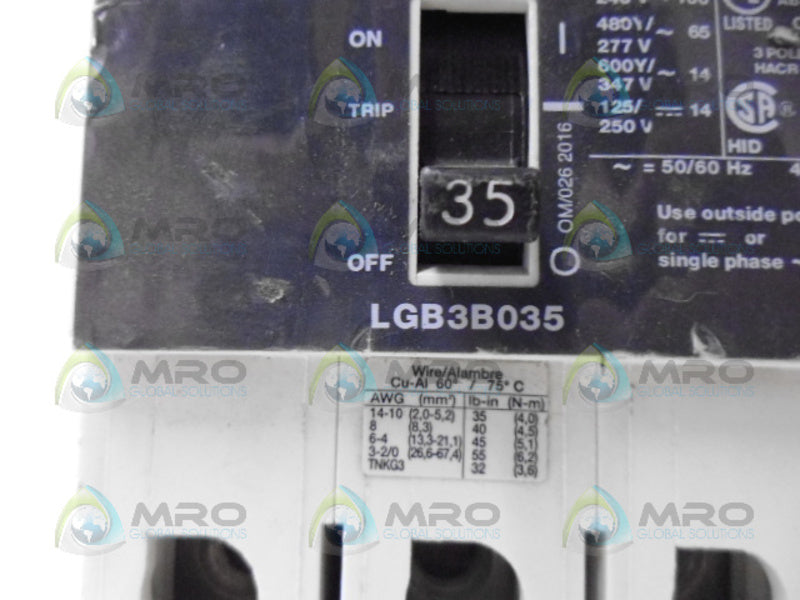 SIEMENS LGB3B035 CIRCUIT BREAKER 3P 35A NSNP