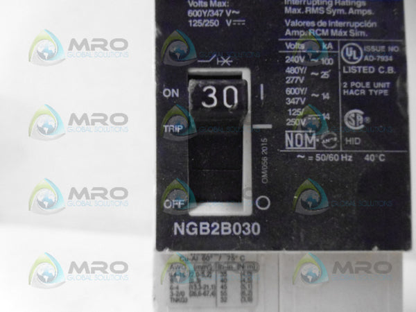 SIEMENS NGB2B030 CIRCUIT BREAKER 2P 30A NSNP