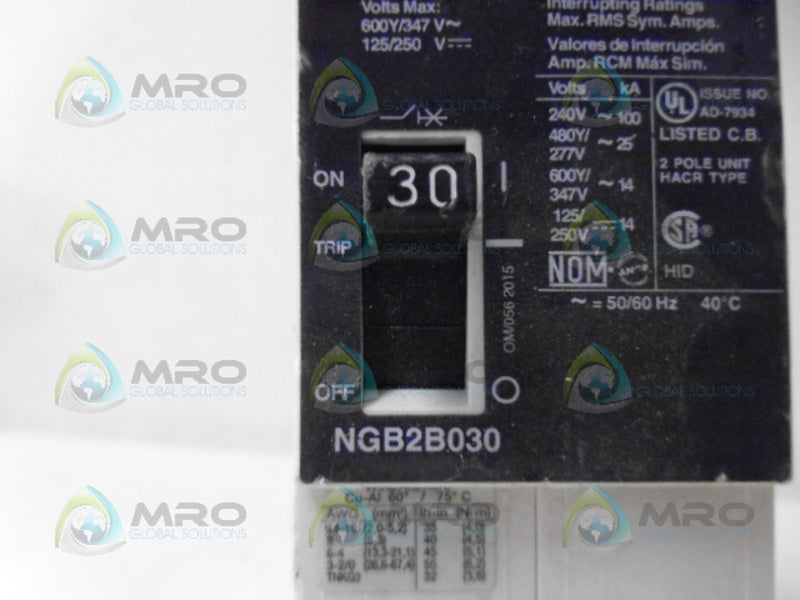 SIEMENS NGB2B030 CIRCUIT BREAKER 2P 30A NSNP