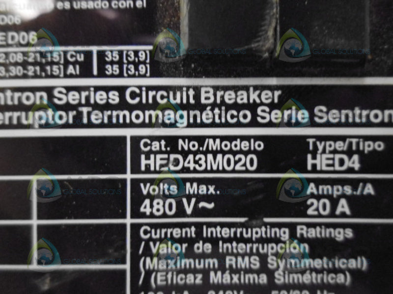 SIEMENS HED43M020 CIRCUIT BREAKER 3P 90A *NEW NO BOX*