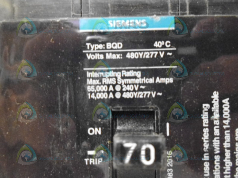 SIEMENS BQD370BP CIRCUIT BREAKER 3P 70A *NEW NO BOX*