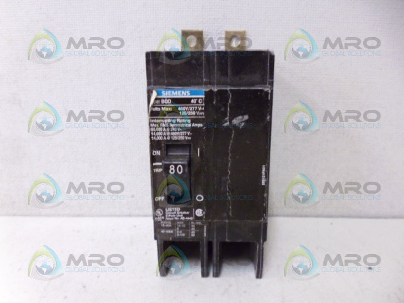 SIEMENS BQD280 CIRCUIT BREAKER 2P 80A *NEW NO BOX*