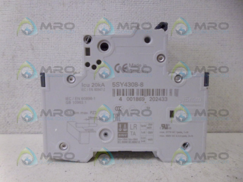SIEMENS 5SY4308-8 CIRCUIT BREAKER 3P 8A *NEW NO BOX*