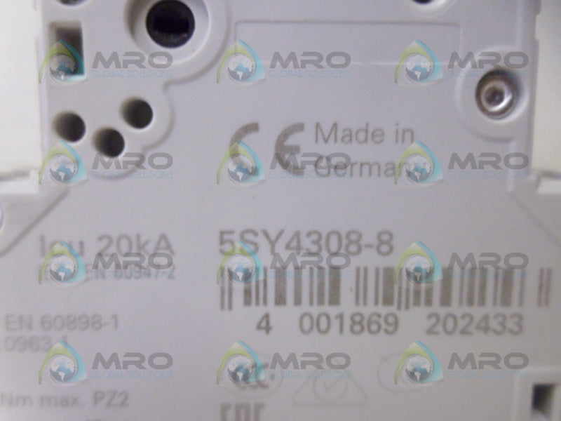 SIEMENS 5SY4308-8 CIRCUIT BREAKER 3P 8A *NEW NO BOX*