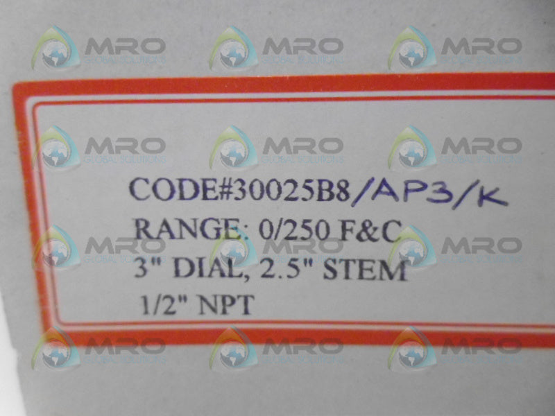 WINTERS 30025 BIMETAL THERMOMETER *NEW IN BOX*