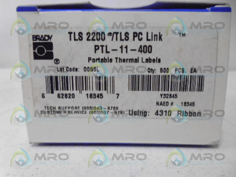 BRADY PTL-11-400 PORTABLE THERMAL LABELS NSMP
