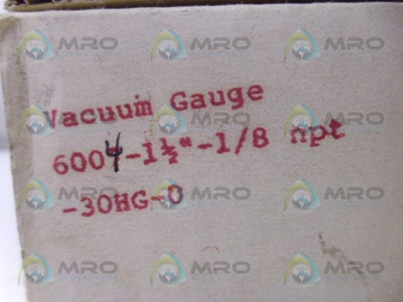 GEM CORP 6004-1-1/2"-1/2NPT-30HG-0 VACUUM GAUGE NSMP