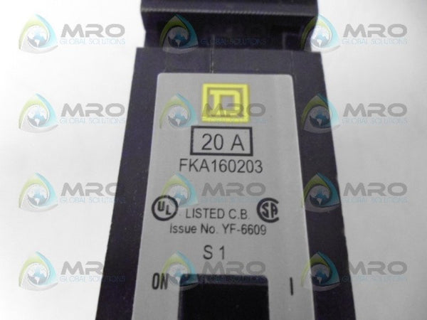 SQUARE D FKA160203 CIRCUIT BREAKER 1P 20A NSNP