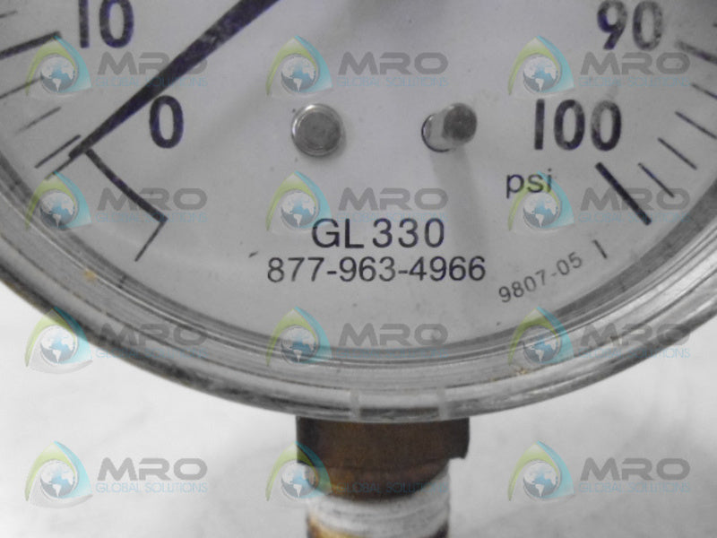 DIXON GL330 PRESSURE GAUGE 0-100 PSI UNMP