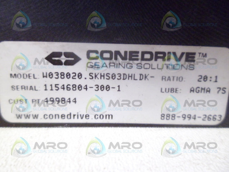 CONEDRIVE W038020.SKHS03DHLDK GEAR BOX RATIO 20:1 NSNP