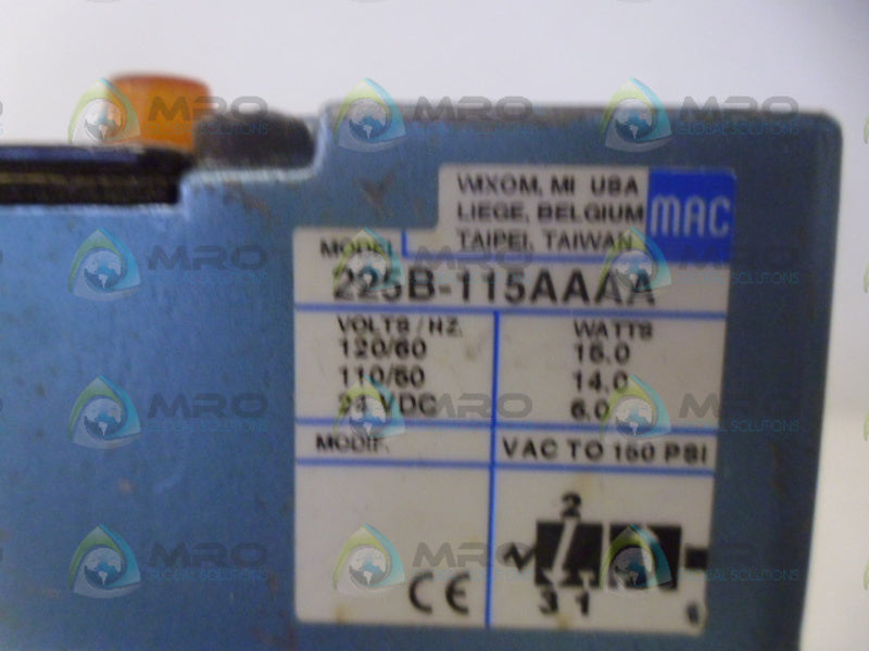 MAC 225B-115AAAA SOLENOID VALVE (AS PICTURED) UNMP