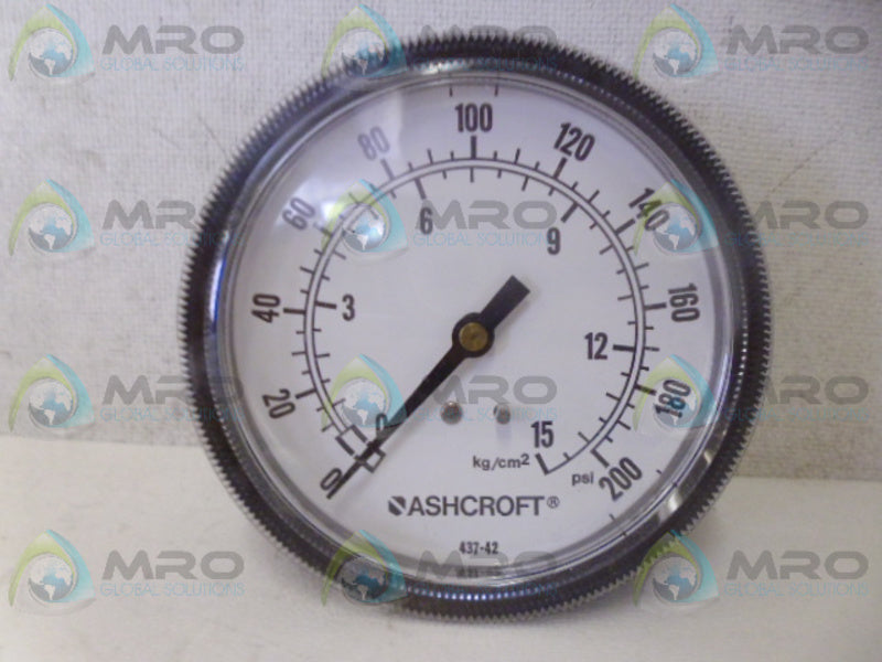 ASHCROFT 437-42 PRESSURE GAUGE  0-200 PSI UNMP