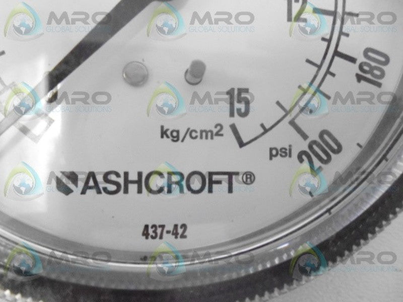 ASHCROFT 437-42 PRESSURE GAUGE  0-200 PSI UNMP