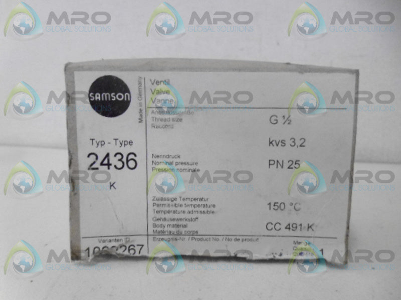 SAMSON 2436 K VALVE NSMP