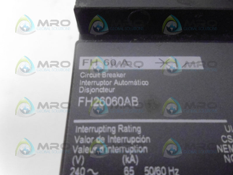 SQUARE D FH26060AB CIRCUIT BREAKER NSNP