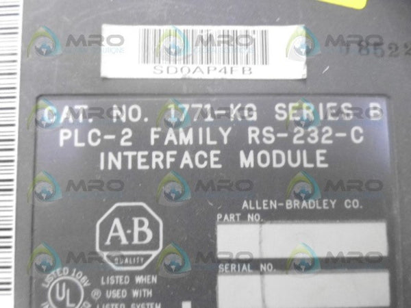 ALLEN BRADLEY 1771-KG SER. B INTERFACE MODULE UNMP