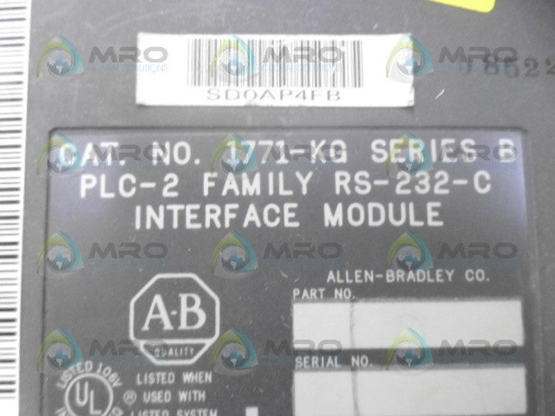 ALLEN BRADLEY 1771-KG SER. B INTERFACE MODULE UNMP