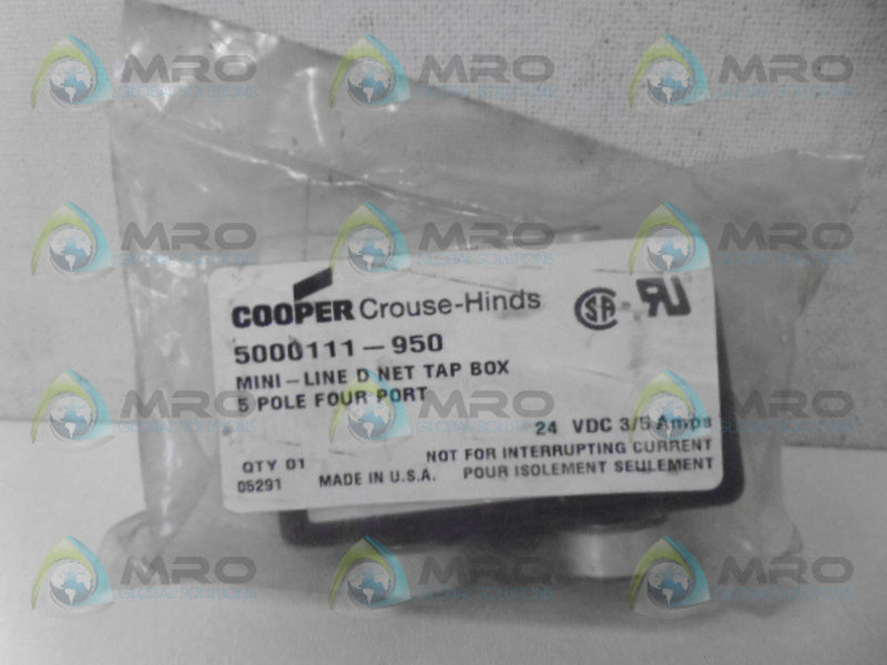 COOPER CROUSE-HINDS 5000111-950 MINI-LINE D NET TAP BOX *NEW IN FACTORY BAG*