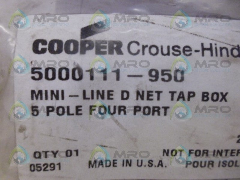 COOPER CROUSE-HINDS 5000111-950 MINI-LINE D NET TAP BOX *NEW IN FACTORY BAG*