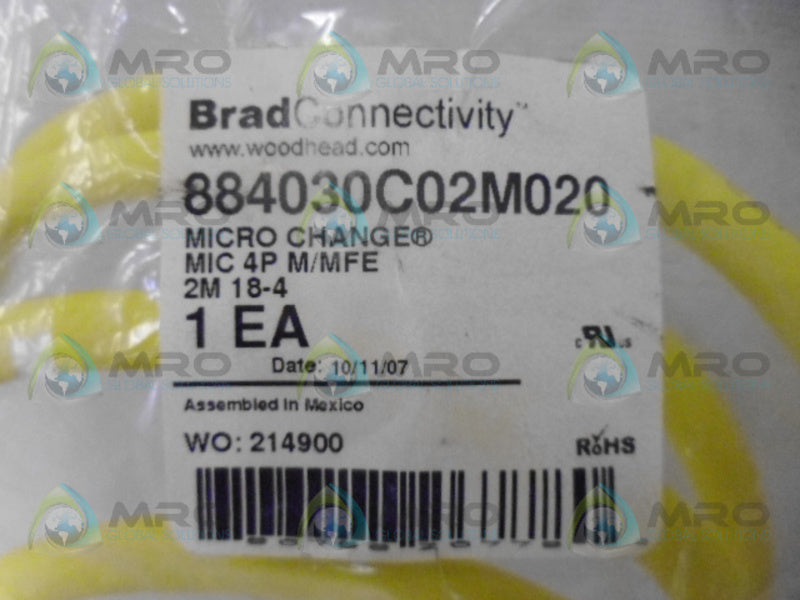 BRAD CONNECTIVITY 884030C02M020 MICROCHANGE CORDSET *NEW IN FACTORY BAG*