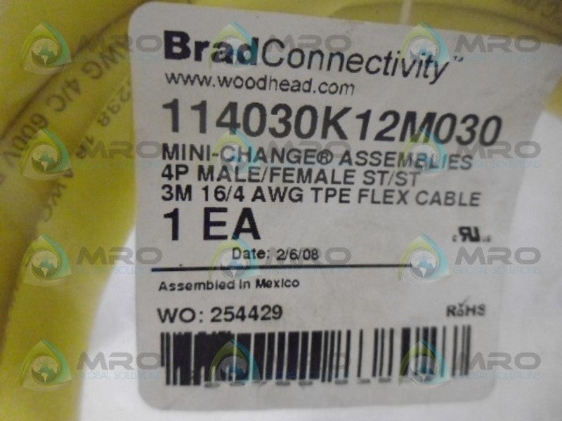 BRAD CONNECTIVITY 114030K12M030 MINI CHANGE FLEX CABLE *NEW IN FACTORY BAG*