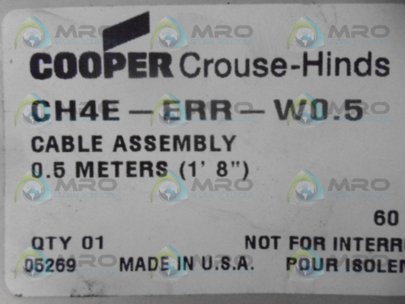 COPPER CROUSE-HINDS CH4E-ERR-W0.5 CABLE ASSEMBLY *NEW IN FACTORY BAG*