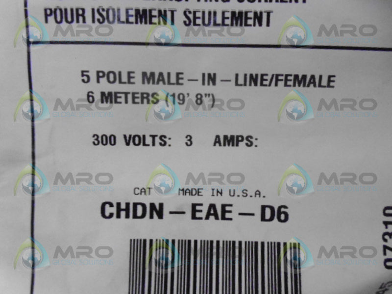 COPPER CROUSE-HINDS CHDN-EAE-D6 CABLE *NEW IN FACTORY BAG*