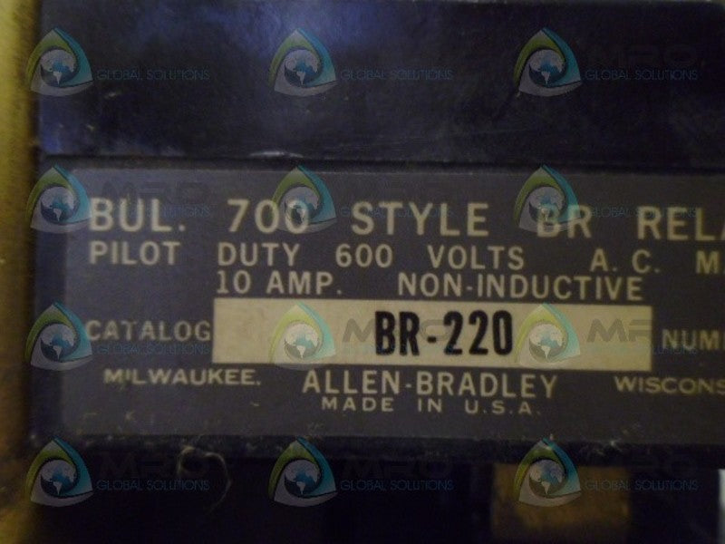 ALLEN BRADLEY 700BR-220 CONTROL RELAY *USED*