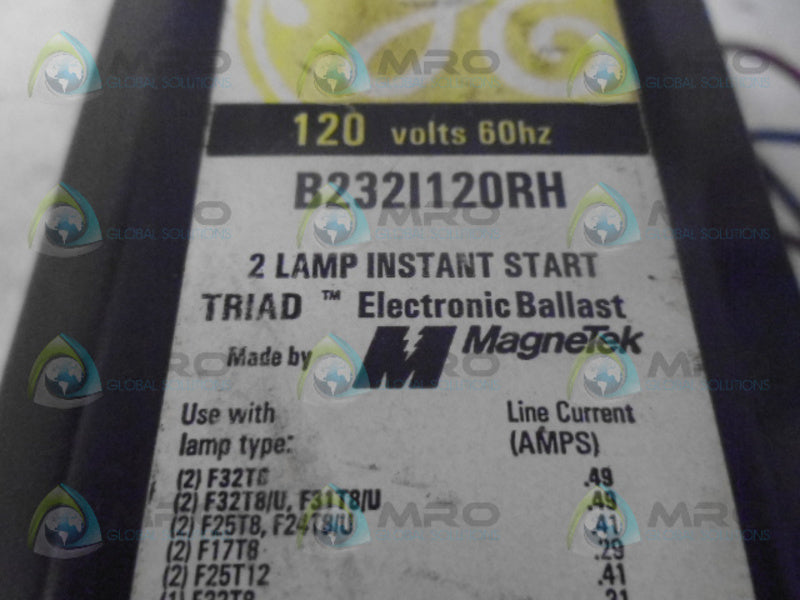 GE B232I120RH FLUORESCENT ELECTRONIC BALLAST *USED*