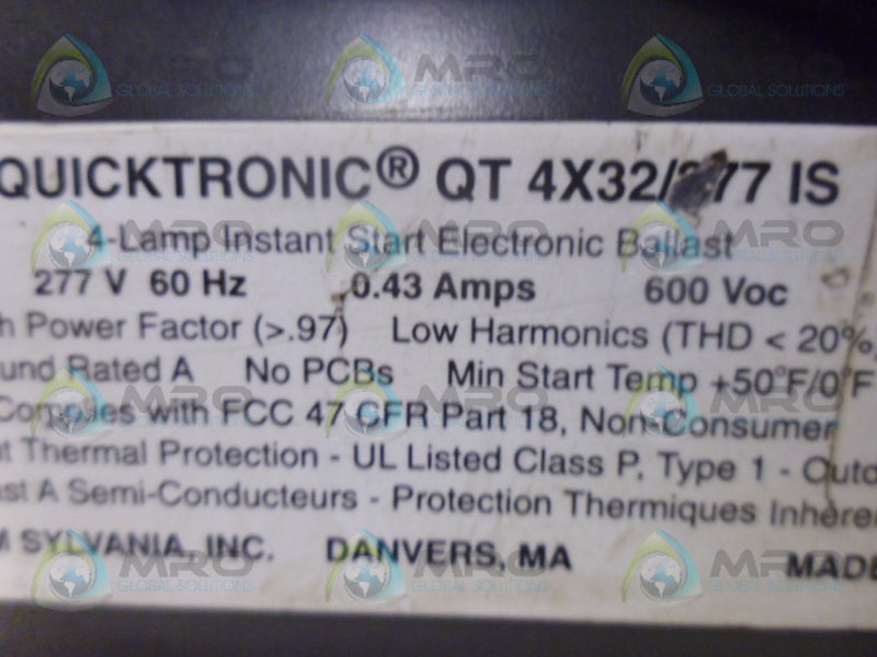 SYLVANIA QT 4X32/2 77 IS BALLAST 277V/60HZ *USED*