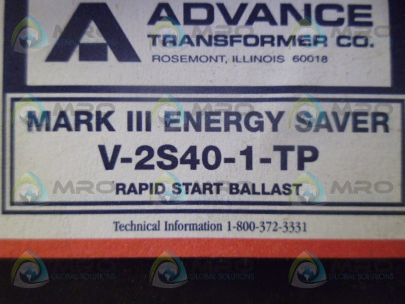 A ADVANCE V-2S40-TP BALLAST 227V *NEW IN BOX*