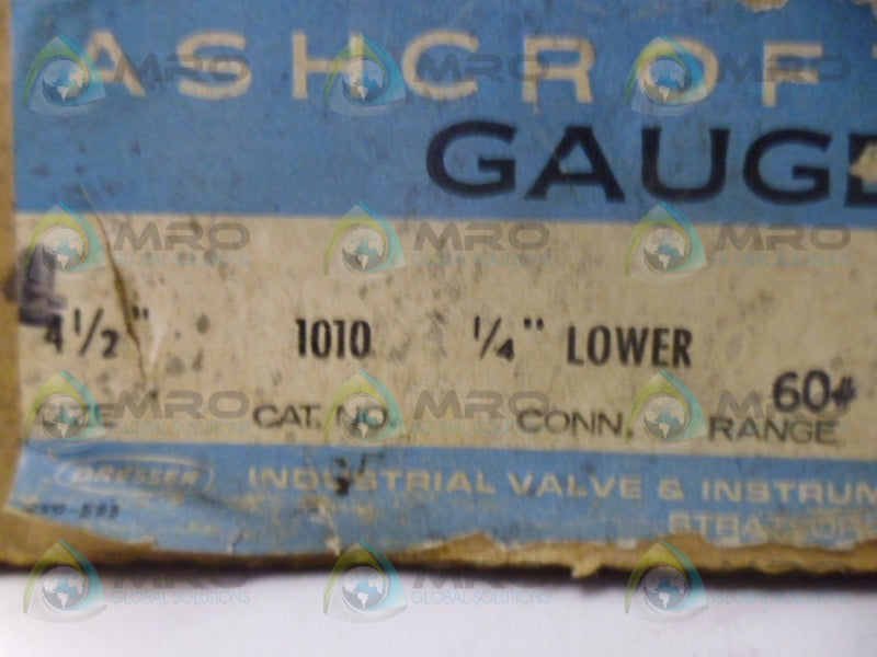 ASHCROFT 1010 GUAGE 0-60 PSI *NEW IN BOX*