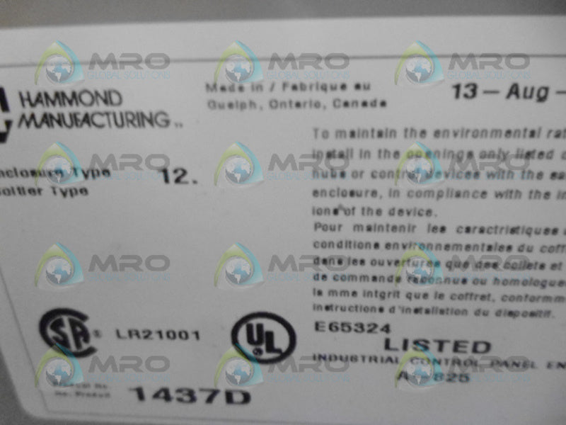 HAMMOND 1437D ENCLOSURE UNMP