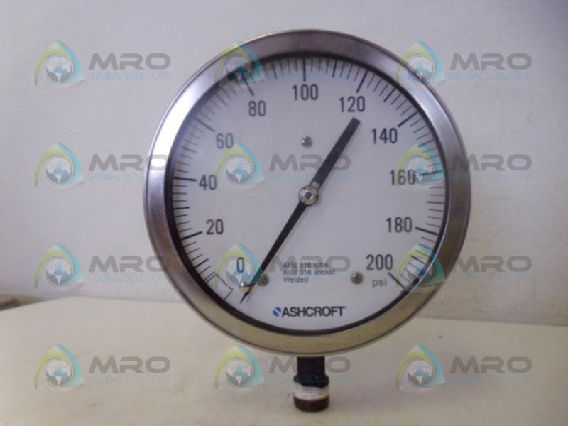 ASHCROFT AISI316 PRESSURE GUAGE  200PSI NSNP