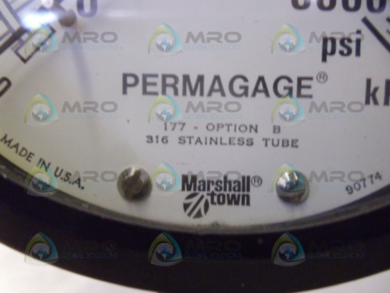MARSHALL TOWN 316 PRESSURE GUAGE 6000PSI NSNP