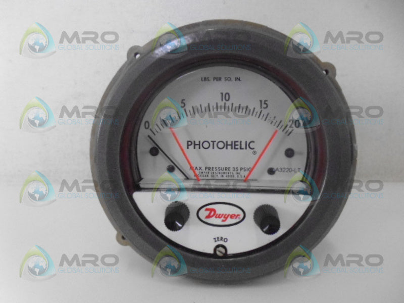 DWYER A3000 PRESSURE GUAGE 20LBS PER SQ. IN. NSNP