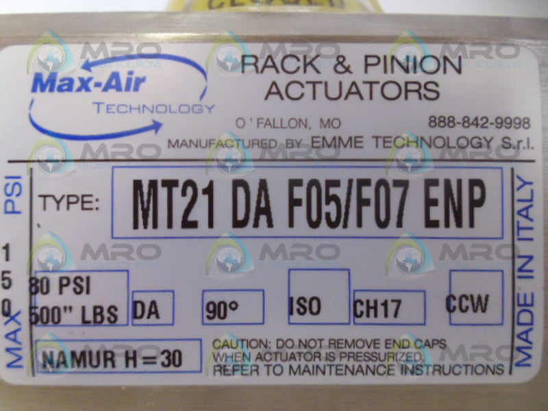 MAX-AIR MT21 DA F05/F08 ENP ACTUATOR NSNP