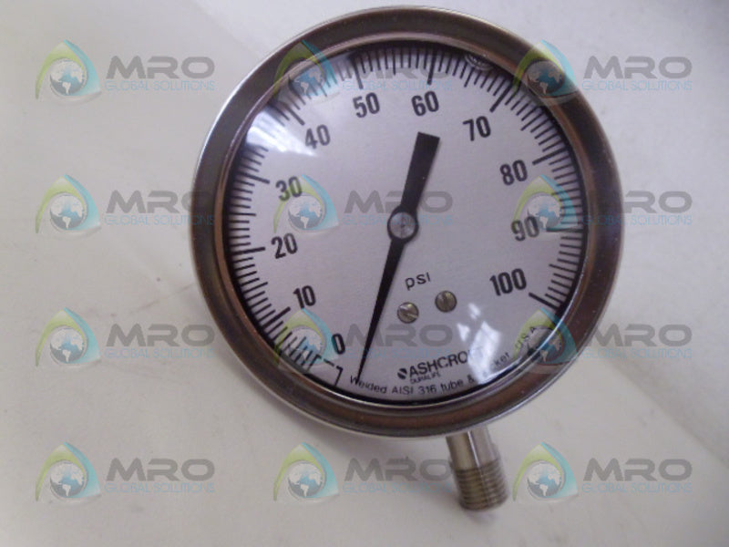 ASHCROFT 35-1009-SWL-02L-100#-LJ GUAGE 100PSI NSMP