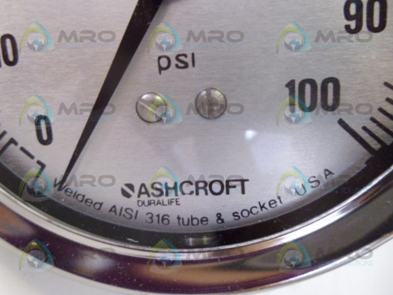 ASHCROFT 35-1009-SWL-02L-100#-LJ GUAGE 100PSI NSMP