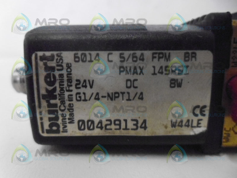 BURKERT 6014 C 5/64 FPM BR SOLENOID VALVE UNMP