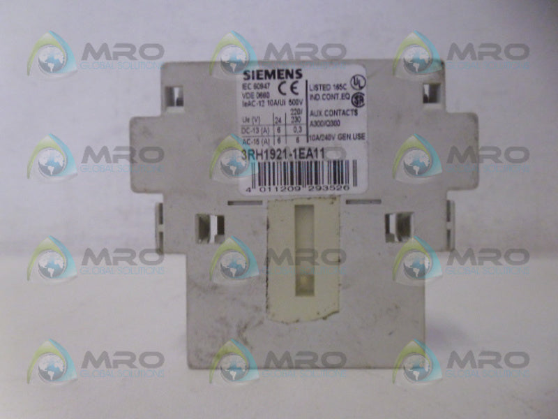 SIEMENS 3RH1921-1EA11 CONTACT BLOCK UNMP