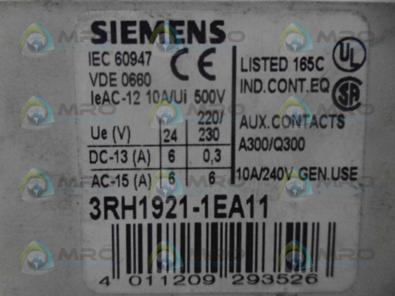 SIEMENS 3RH1921-1EA11 CONTACT BLOCK UNMP