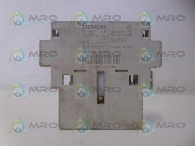SIEMENS 3RH1921-1DA11 AUXILIARY CONTACT UNMP