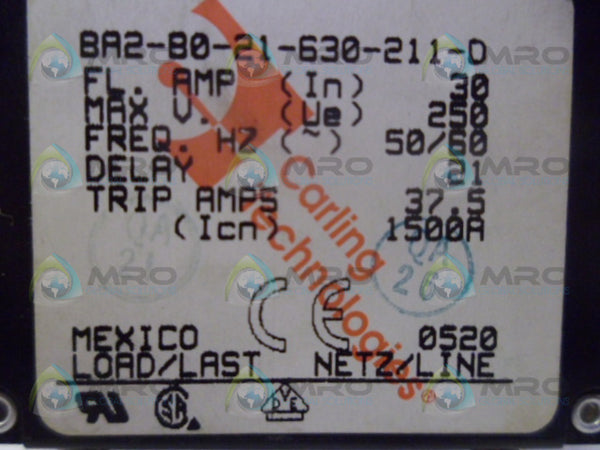 CARLING BA2-B0-21-630-211-D CIRCUIT BREAKER NSNP
