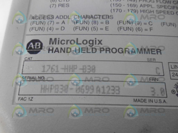 ALLEN BRADLEY 1761-HHP-B30 SER. C NSMP
