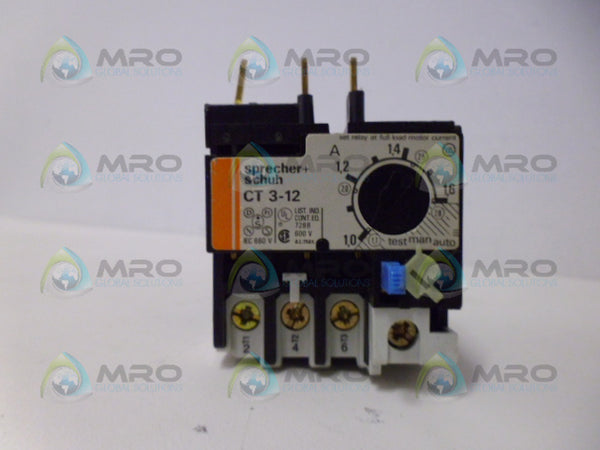 SPRECHER+SCHUH CR3-12 OVERLOAD RELAY UNMP