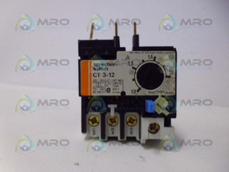 SPRECHER+SCHUH CR3-12 OVERLOAD RELAY UNMP