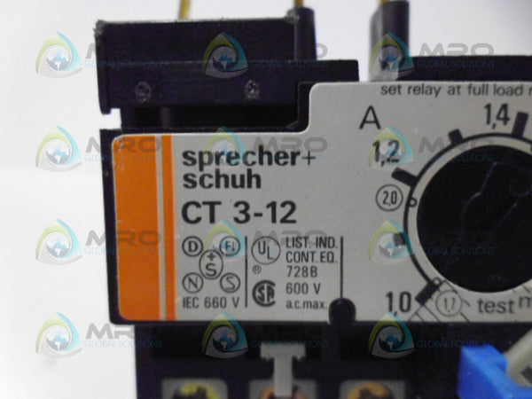SPRECHER+SCHUH CR3-12 OVERLOAD RELAY UNMP