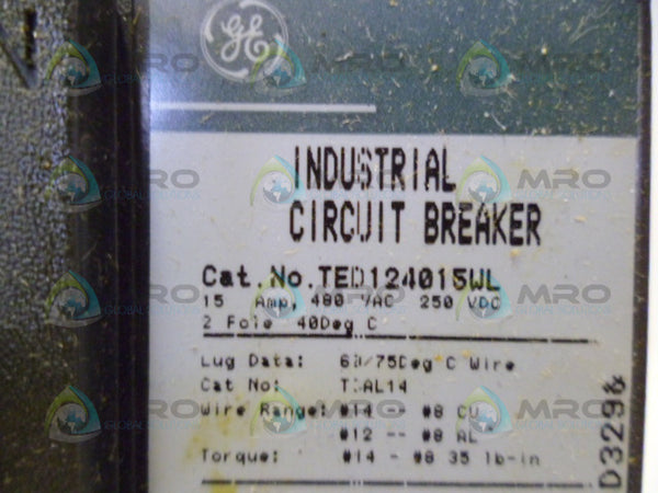 GENERAL ELECTRIC TED124015WL CIRCUIT BREAKER 15A (GREEN) NSMP