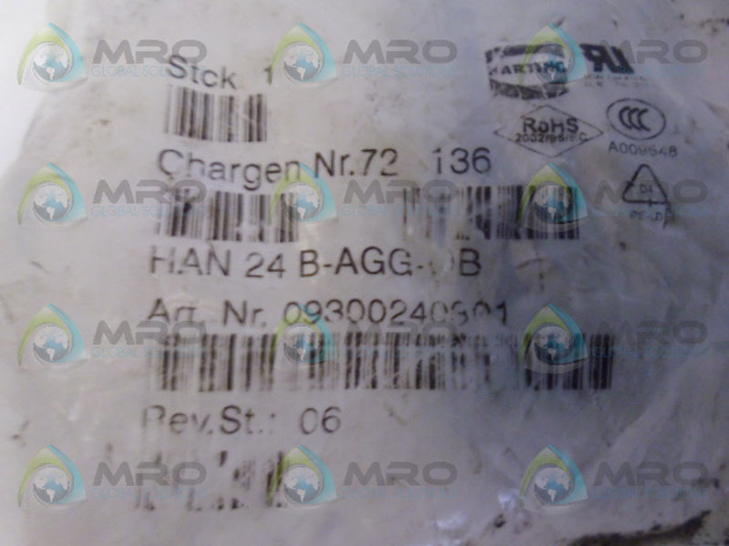 HARTING HAN 24 B-AGG-0B CONNECTOR EXTENSION NSMP